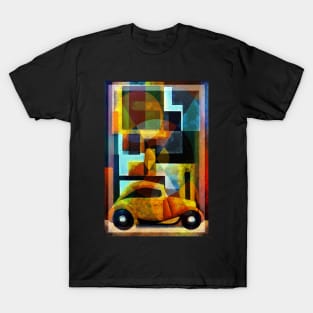 Abstract Little Sports Car in the City Mid Century Style Art T-Shirt